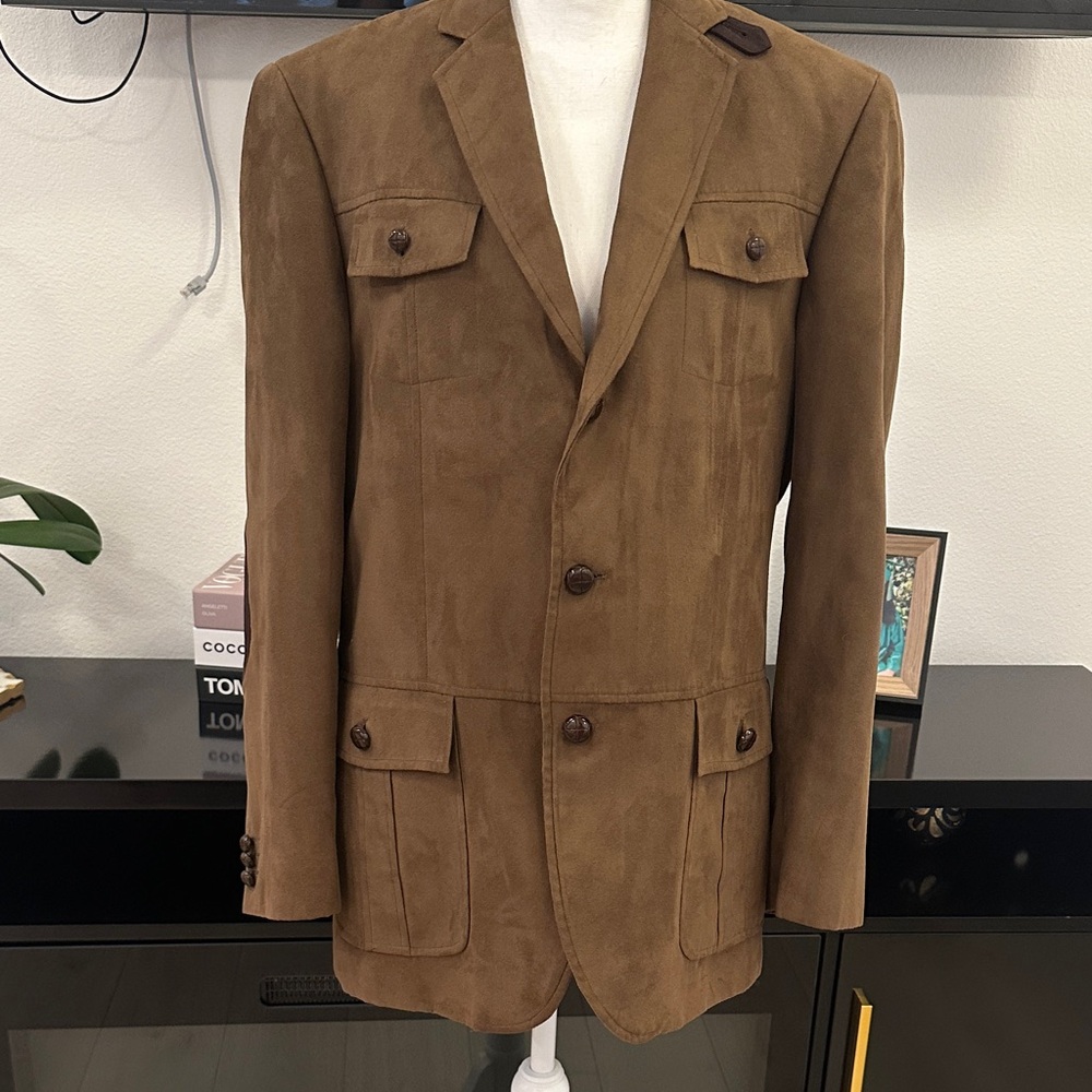 Parc81 Men's Chic Brown Suede Blazer L